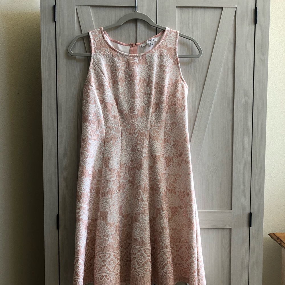 Studio One Blush Pink Lace-Pattern Midi Dress